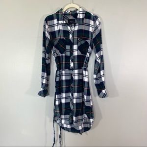 Rails | Blue Green White Plaid Button Down Midi Dress